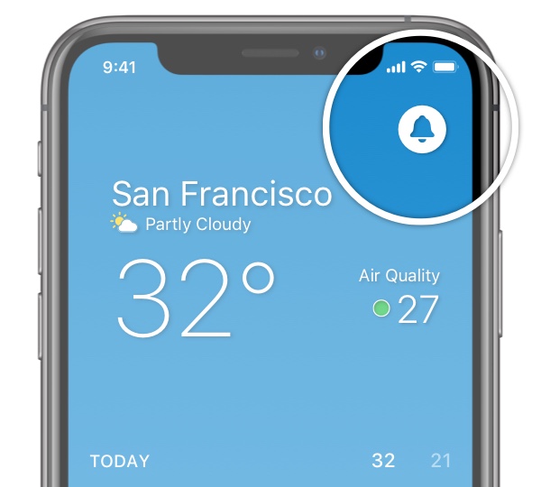Weather app - notifications icon